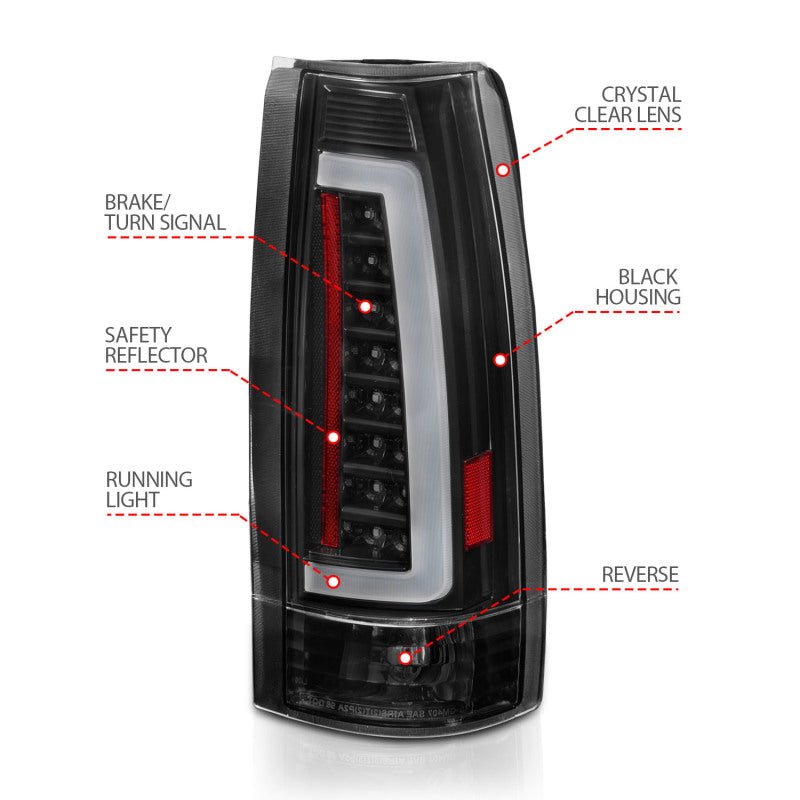 ANZO 1999-2000 Cadillac Escalade LED Taillights Black Housing Clear Lens Pair - Black Ops Auto Works