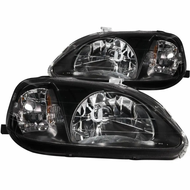 ANZO 1999-2000 Honda Civic Crystal Headlights Black - Black Ops Auto Works