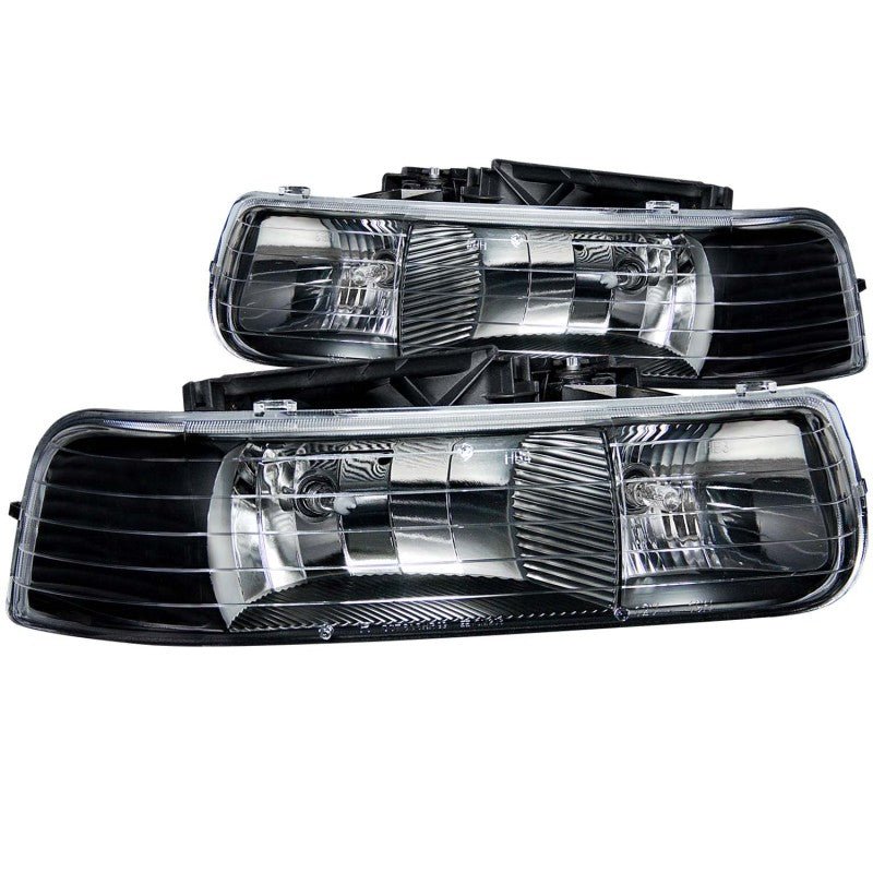 ANZO 1999-2002 Chevrolet Silverado 1500 Crystal Headlights Black ANZO ANZ111155