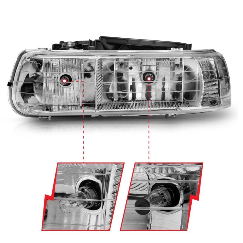 ANZO 1999-2002 Chevrolet Silverado 1500 Crystal Headlights Chrome ANZO ANZ111011