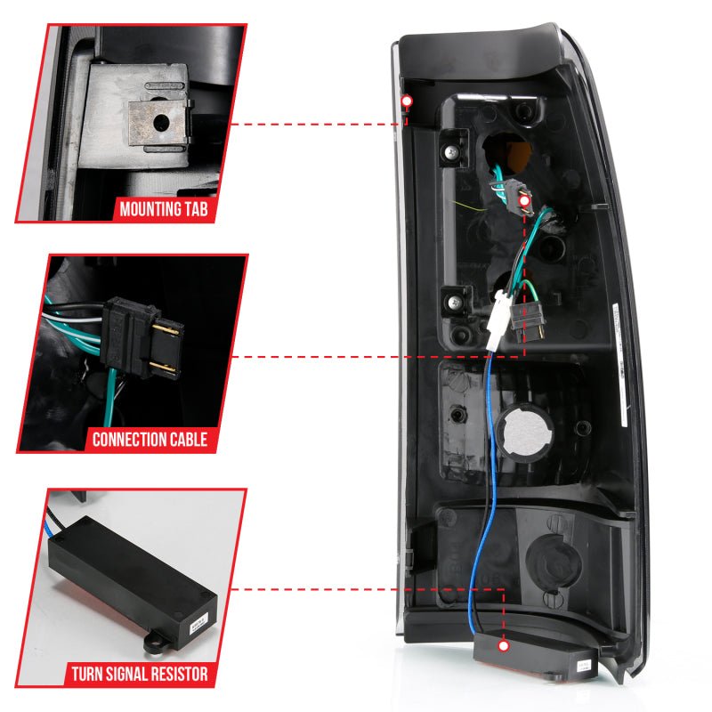 ANZO 1999-2002 Chevy Silverado 1500 LED Taillights Plank Style Black w/Smoke Lens ANZO ANZ311331