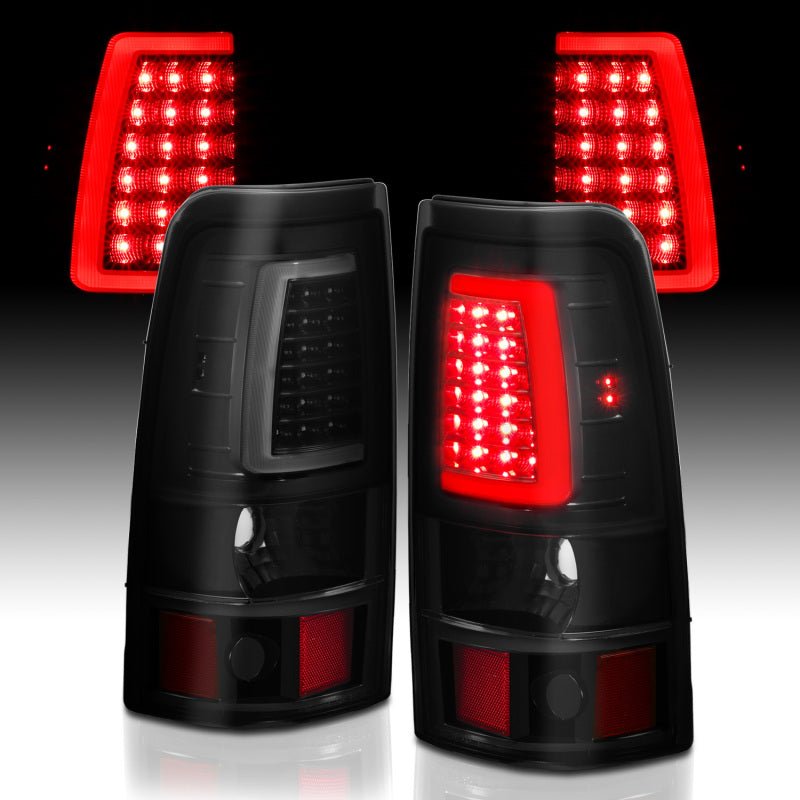 ANZO 1999-2002 Chevy Silverado 1500 LED Taillights Plank Style Black w/Smoke Lens ANZO ANZ311331