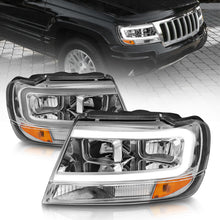 Load image into Gallery viewer, ANZO 1999-2004 Jeep Grand Cherokee Crystal Headlights w/ Light Bar Chrome Housing ANZO ANZ111538