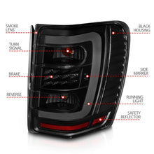 Load image into Gallery viewer, ANZO 1999-2004 Jeep Grand Cherokee LED Tail Lights w/ Light Bar Black Housing Smoke Lens ANZO ANZ311395