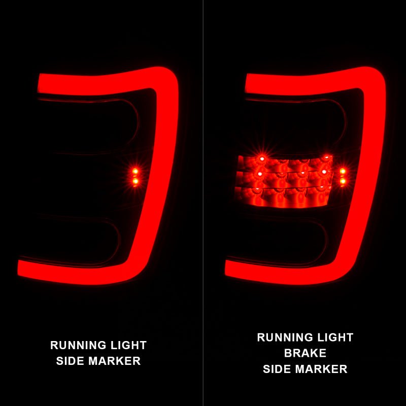 ANZO 1999-2004 Jeep Grand Cherokee LED Tail Lights w/ Light Bar Black Housing Smoke Lens - Black Ops Auto Works
