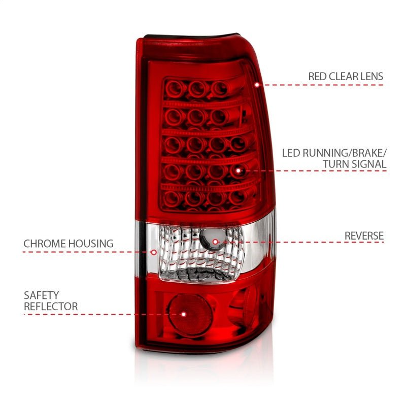 ANZO 1999-2007 Chevrolet Silverado 1500 LED Taillights Red/Clear ANZO ANZ311010