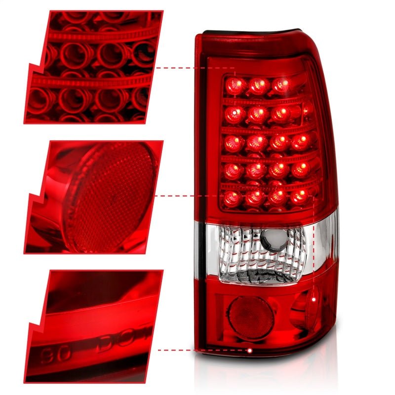 ANZO 1999-2007 Chevrolet Silverado 1500 LED Taillights Red/Clear ANZO ANZ311010
