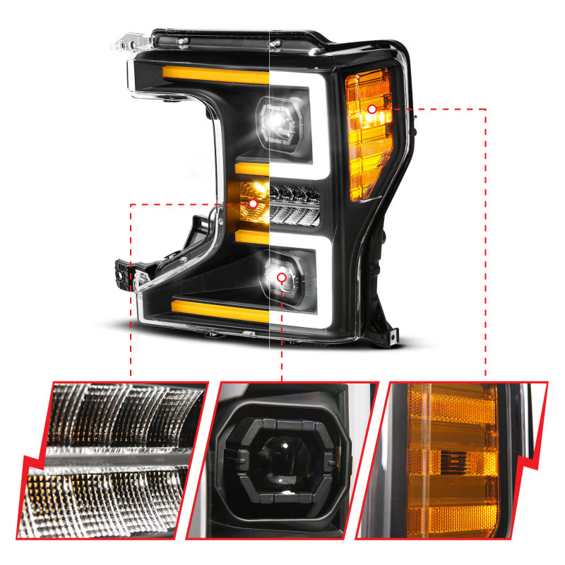 ANZO 20-22 Ford Super Duty (Halogen) Z-Series Full LED Proj Headlights SeqSig - Driver Side ONLY ANZO ANZ111620X-L