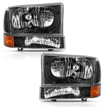 Load image into Gallery viewer, ANZO 2000-2004 Ford Excursion Crystal Headlight w/ Corner Light Black Amber (w/o Bulb) ANZO ANZ111457