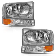 Load image into Gallery viewer, ANZO 2000-2004 Ford Excursion Crystal Headlight w/ Corner Light Chrome Amber (w/o Bulb) ANZO ANZ111458