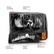Load image into Gallery viewer, ANZO 2000-2004 Ford Excursion Crystal Headlights Black ANZO ANZ111080