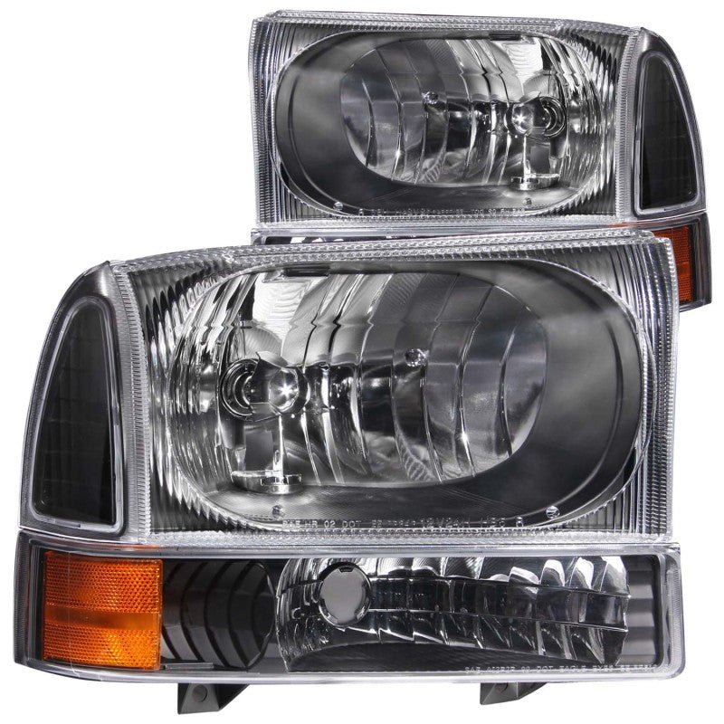 ANZO 2000-2004 Ford Excursion Crystal Headlights Black ANZO ANZ111080