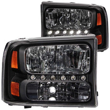Load image into Gallery viewer, ANZO 2000-2004 Ford Excursion Crystal Headlights Black w/ LED 1pc ANZO ANZ111106