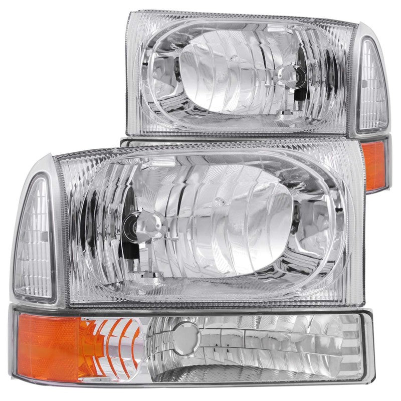 ANZO 2000-2004 Ford Excursion Crystal Headlights Chrome w/ Corner Lights 2pc ANZO ANZ111081