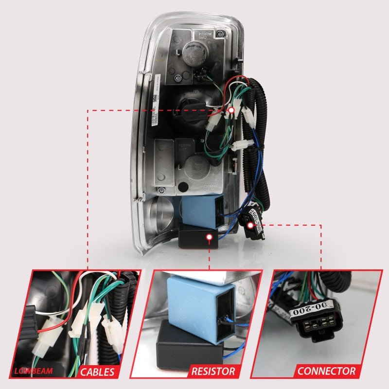 ANZO 2000-2006 Chevrolet Tahoe Led Taillights Black/Clear - Black Ops Auto Works