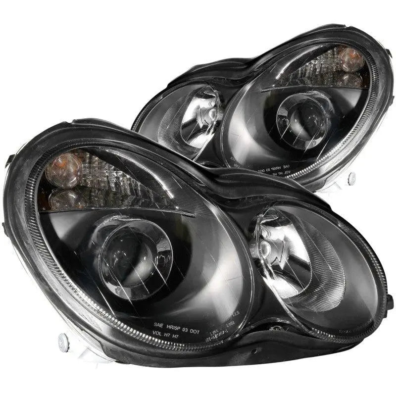 ANZO 2001-2007 Mercedes Benz C Class W203 Projector Headlights Black ANZO ANZ121079