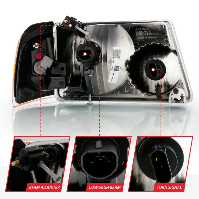 ANZO 2001-2011 Ford Ranger Crystal Headlight Chrome w/Corner Lights (OE Replacement) ANZO ANZ111484