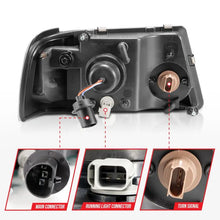 Load image into Gallery viewer, ANZO 2001-2011 Ford Ranger Crystal Headlights w/ Light Bar Black Housing ANZO ANZ111511