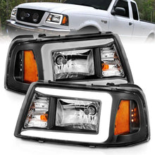 Load image into Gallery viewer, ANZO 2001-2011 Ford Ranger Crystal Headlights w/ Light Bar Black Housing - Black Ops Auto Works