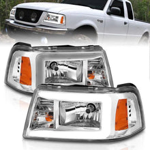 Load image into Gallery viewer, ANZO 2001-2011 Ford Ranger Crystal Headlights w/ Light Bar Chrome Housing ANZO ANZ111512
