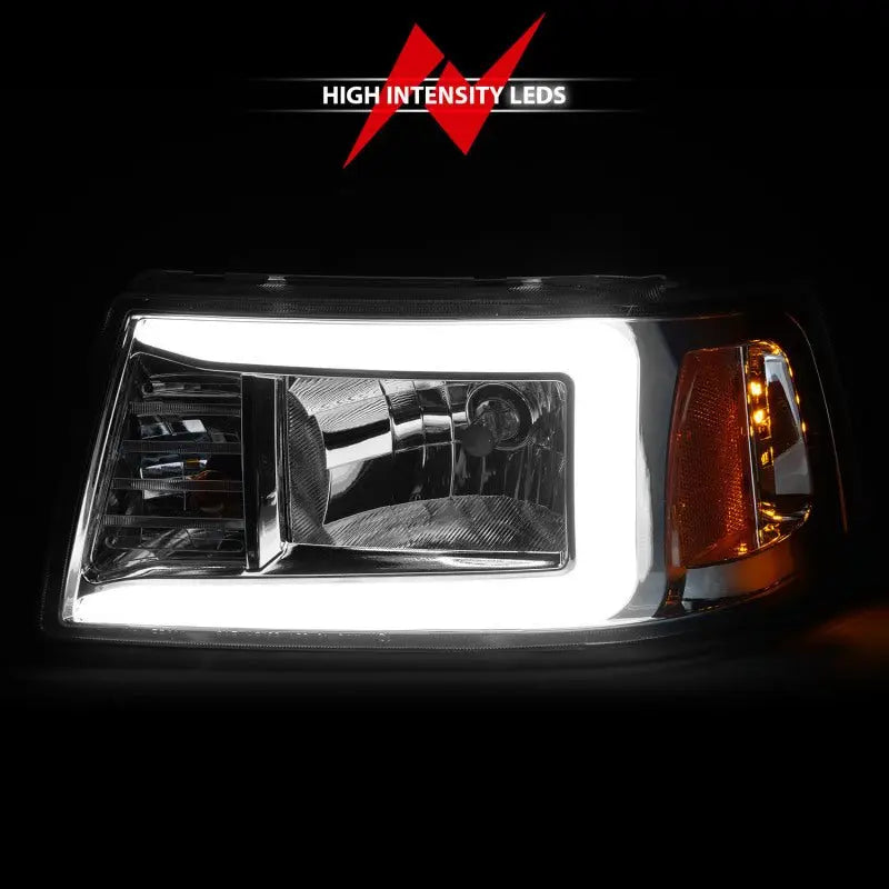 ANZO 2001-2011 Ford Ranger Crystal Headlights w/ Light Bar Chrome Housing ANZO ANZ111512