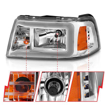 Load image into Gallery viewer, ANZO 2001-2011 Ford Ranger Crystal Headlights w/ Light Bar Chrome Housing ANZO ANZ111512