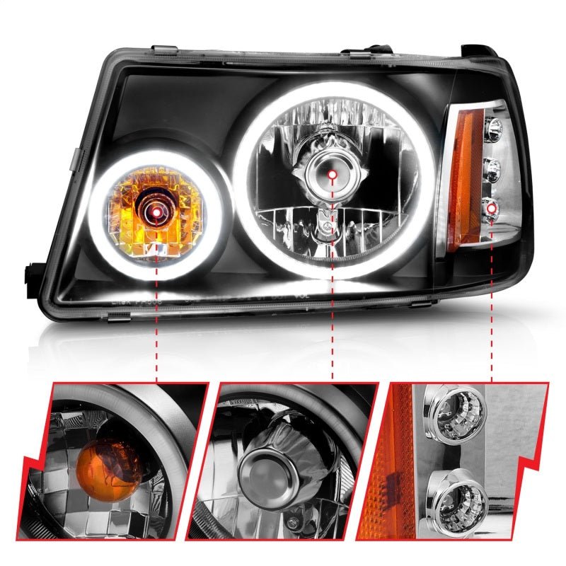 ANZO 2001-2011 Ford Ranger Projector Headlights w/ Halo Black (CCFL) 1 pc ANZO ANZ111152