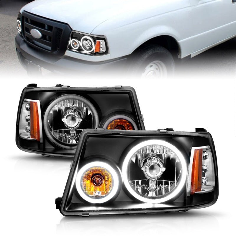 ANZO 2001-2011 Ford Ranger Projector Headlights w/ Halo Black (CCFL) 1 pc ANZO ANZ111152