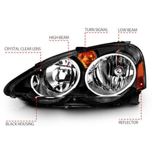 Load image into Gallery viewer, ANZO 2002-2004 Acura Rsx Crystal Headlights Black ANZO ANZ121209