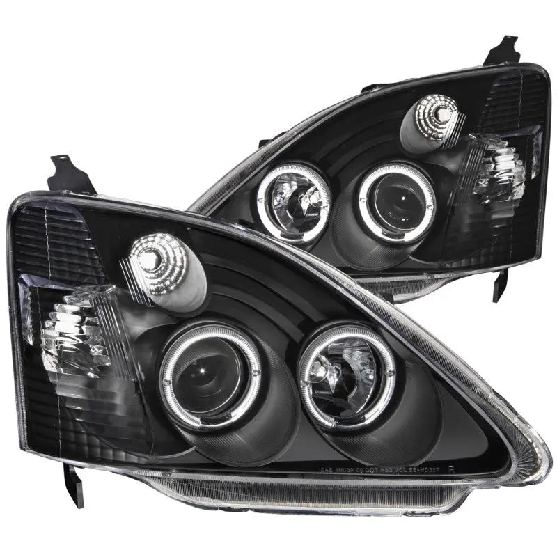 ANZO 2002-2004 Honda Civic Projector Headlights w/ Halo Black - Black Ops Auto Works