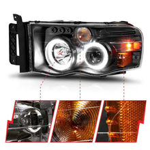 Load image into Gallery viewer, ANZO 2002-2005 Dodge Ram 1500 Projector Headlights w/ Halo Black Clear Amber ANZO ANZ111490