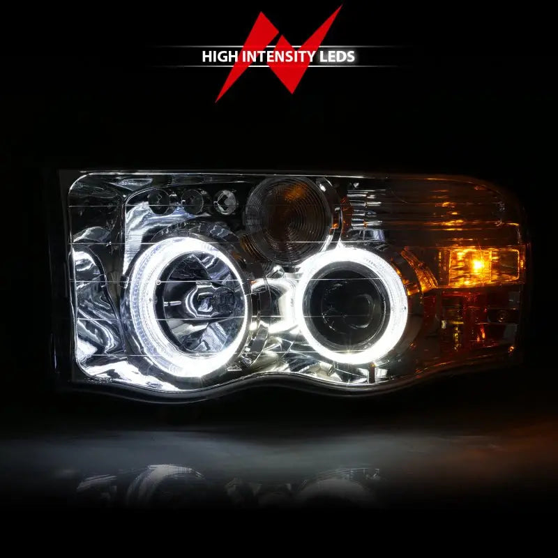 ANZO 2002-2005 Dodge Ram 1500 Projector Headlights w/ Halo Chrome Clear Amber ANZO ANZ111491