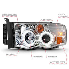Load image into Gallery viewer, ANZO 2002-2005 Dodge Ram 1500 Projector Headlights w/ Halo Chrome Clear Amber - Black Ops Auto Works