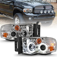 Load image into Gallery viewer, ANZO 2002-2005 Dodge Ram 1500 Projector Headlights w/ Halo Chrome Clear Amber - Black Ops Auto Works