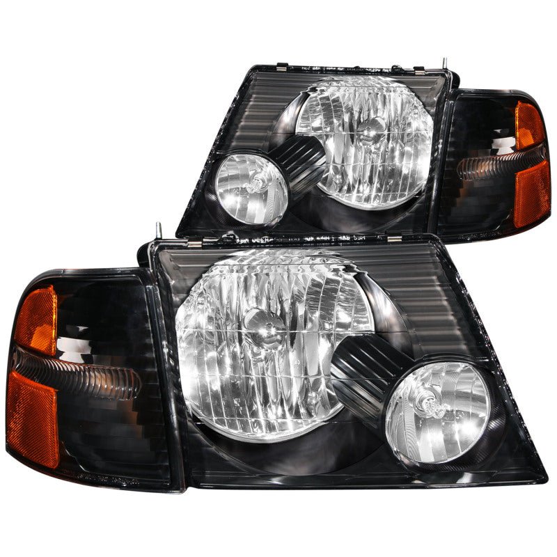 ANZO 2002-2005 Ford Explorer Crystal Headlights Black w/ Corner Lights 2pc ANZO ANZ111071