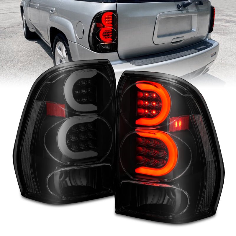 ANZO 2002-2009 Chevrolet Trailblazer LED Tail Lights w/ Light Bar Black Housing Smoke Lens ANZO ANZ311372