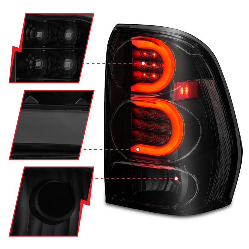 ANZO 2002-2009 Chevrolet Trailblazer LED Tail Lights w/ Light Bar Black Housing Smoke Lens ANZO ANZ311372