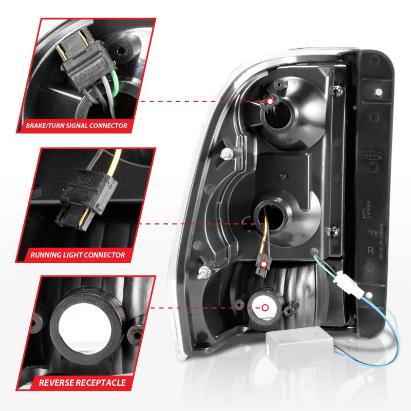 ANZO 2002-2009 Chevrolet Trailblazer LED Tail Lights w/ Light Bar Black Housing Smoke Lens - Black Ops Auto Works