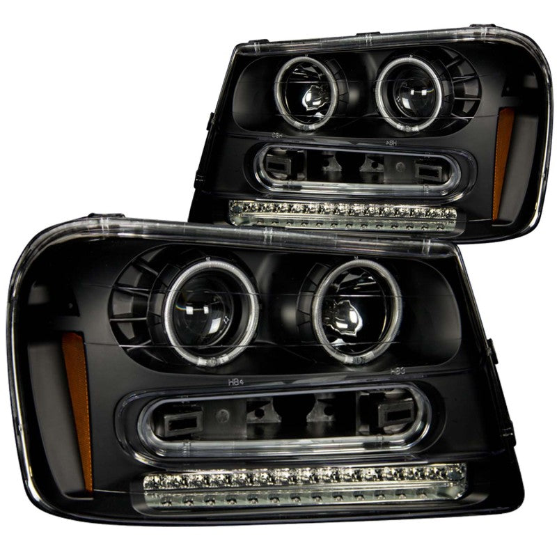 ANZO 2002-2009 Chevrolet Trailblazer Projector Headlights w/ Halo Black ANZO ANZ111127