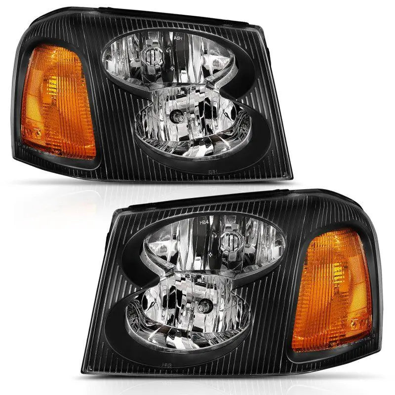 ANZO 2002-2009 Gmc Envoy Crystal Headlight Black Amber - Black Ops Auto Works