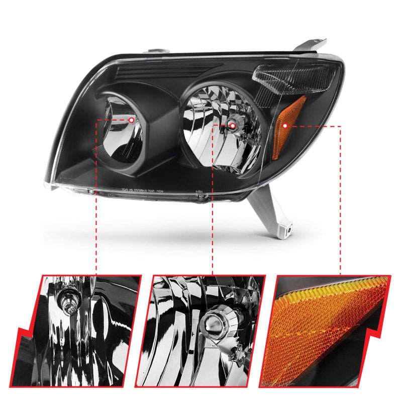 ANZO 2003-2005 Toyota 4Runner Crystal Headlights Black ANZO ANZ111394