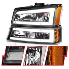 Load image into Gallery viewer, ANZO 2003-2006 Chevrolet Silverado 1500 Crystal Headlights w/ Light Bar Black Housing ANZO ANZ111501