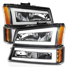 Load image into Gallery viewer, ANZO 2003-2006 Chevrolet Silverado 1500 Crystal Headlights w/ Light Bar Black Housing ANZO ANZ111501