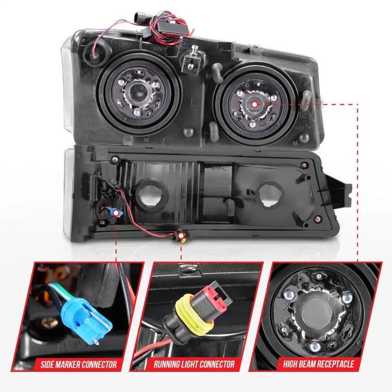 ANZO 2003-2006 Chevrolet Silverado 1500 Crystal Headlights w/ Light Bar Chrome Housing ANZO ANZ111502