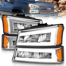 Load image into Gallery viewer, ANZO 2003-2006 Chevrolet Silverado 1500 Crystal Headlights w/ Light Bar Chrome Housing - Black Ops Auto Works