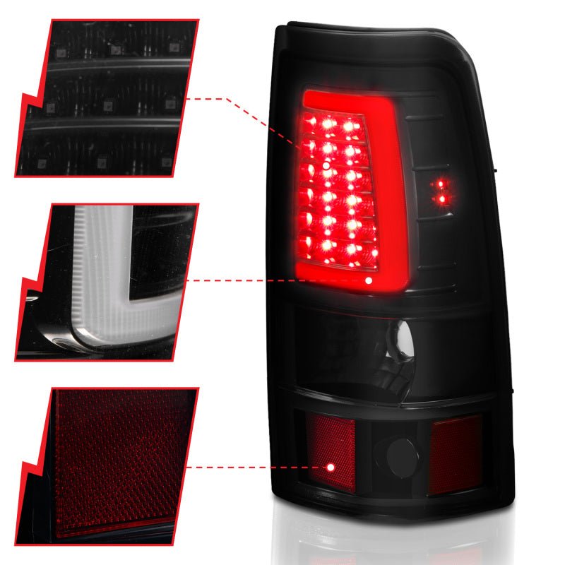 ANZO 2003-2006 Chevy Silverado 1500 LED Taillights Plank Style Black w/Smoke Lens - Black Ops Auto Works