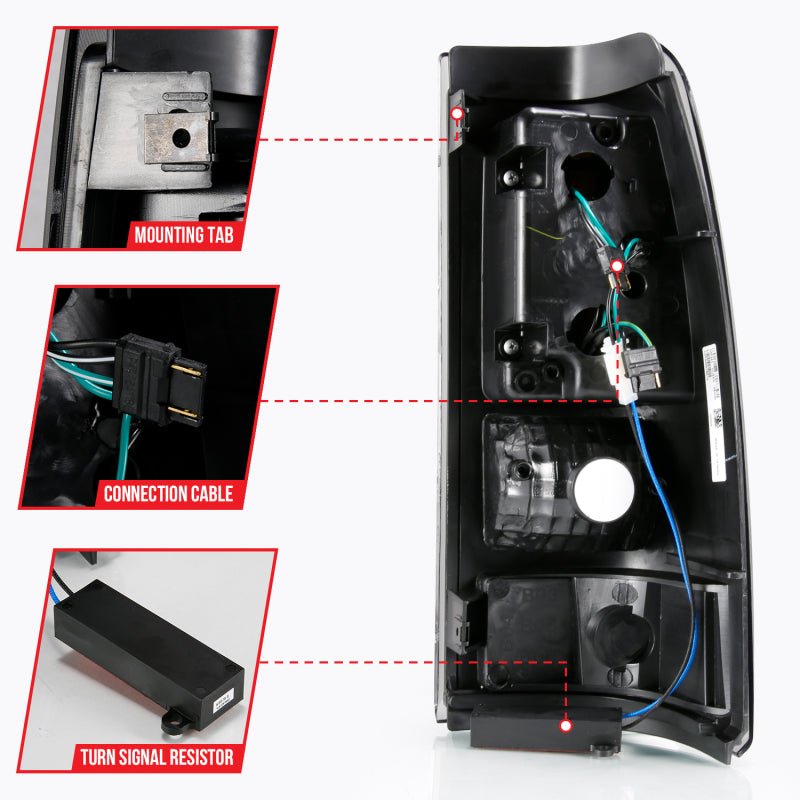 ANZO 2003-2006 Chevy Silverado 1500 LED Taillights Plank Style Black w/Smoke Lens - Black Ops Auto Works