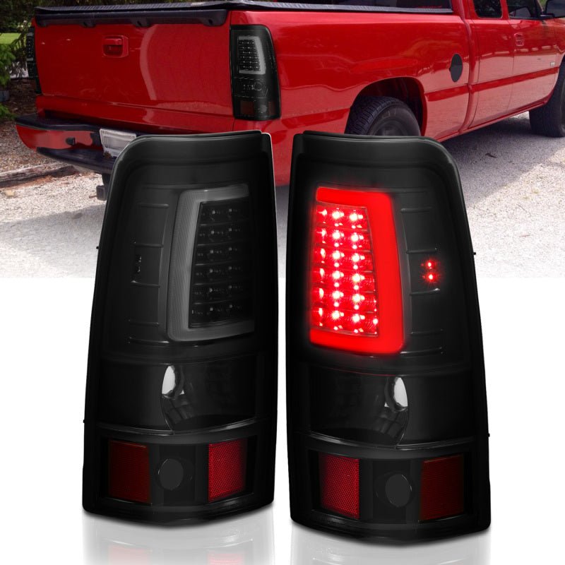 ANZO 2003-2006 Chevy Silverado 1500 LED Taillights Plank Style Black w/Smoke Lens - Black Ops Auto Works