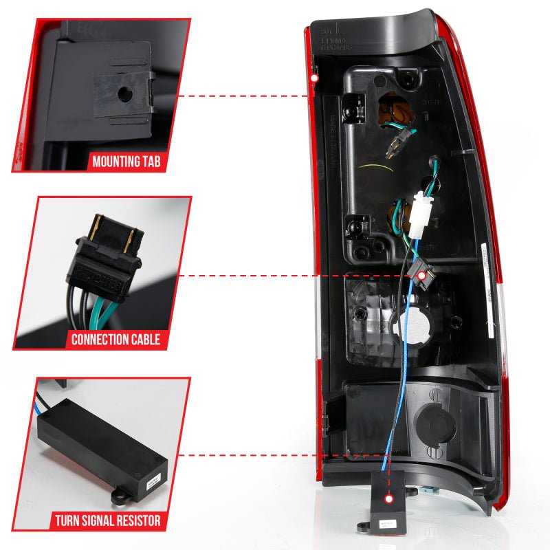 ANZO 2003-2006 Chevy Silverado 1500 LED Taillights Plank Style Chrome With Red/Clear Lens - Black Ops Auto Works