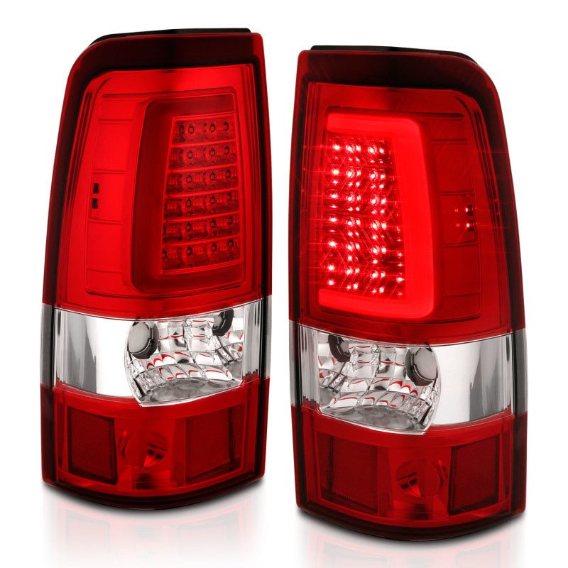 ANZO 2003-2006 Chevy Silverado 1500 LED Taillights Plank Style Chrome With Red/Clear Lens - Black Ops Auto Works
